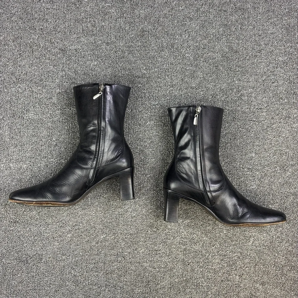 Cole Haan Country Black Leather Heeled Ankle Boots Women's Size 8 B Made Brazil - Picture 5 of 12